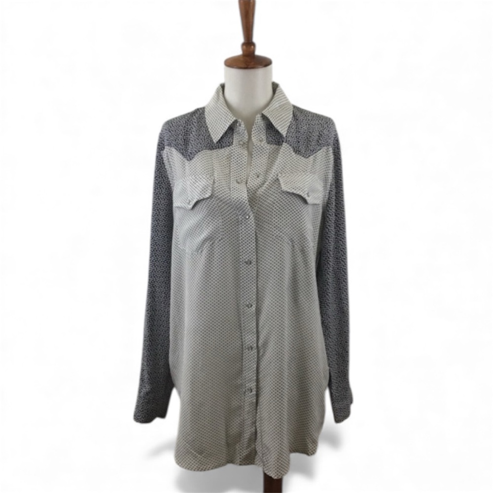 Equipment‎ REVOLVE Reid Blouse XS Linear Hoops 100% Silk Button Down Western